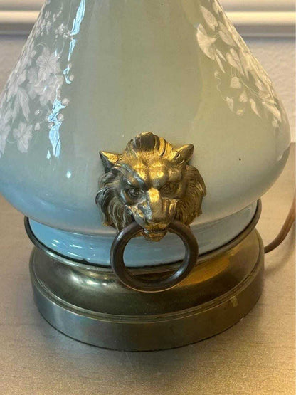 Antique Victorian Bristol Glass Parlor Lamp Hand Painted Floral Converted Electric Table Lamp