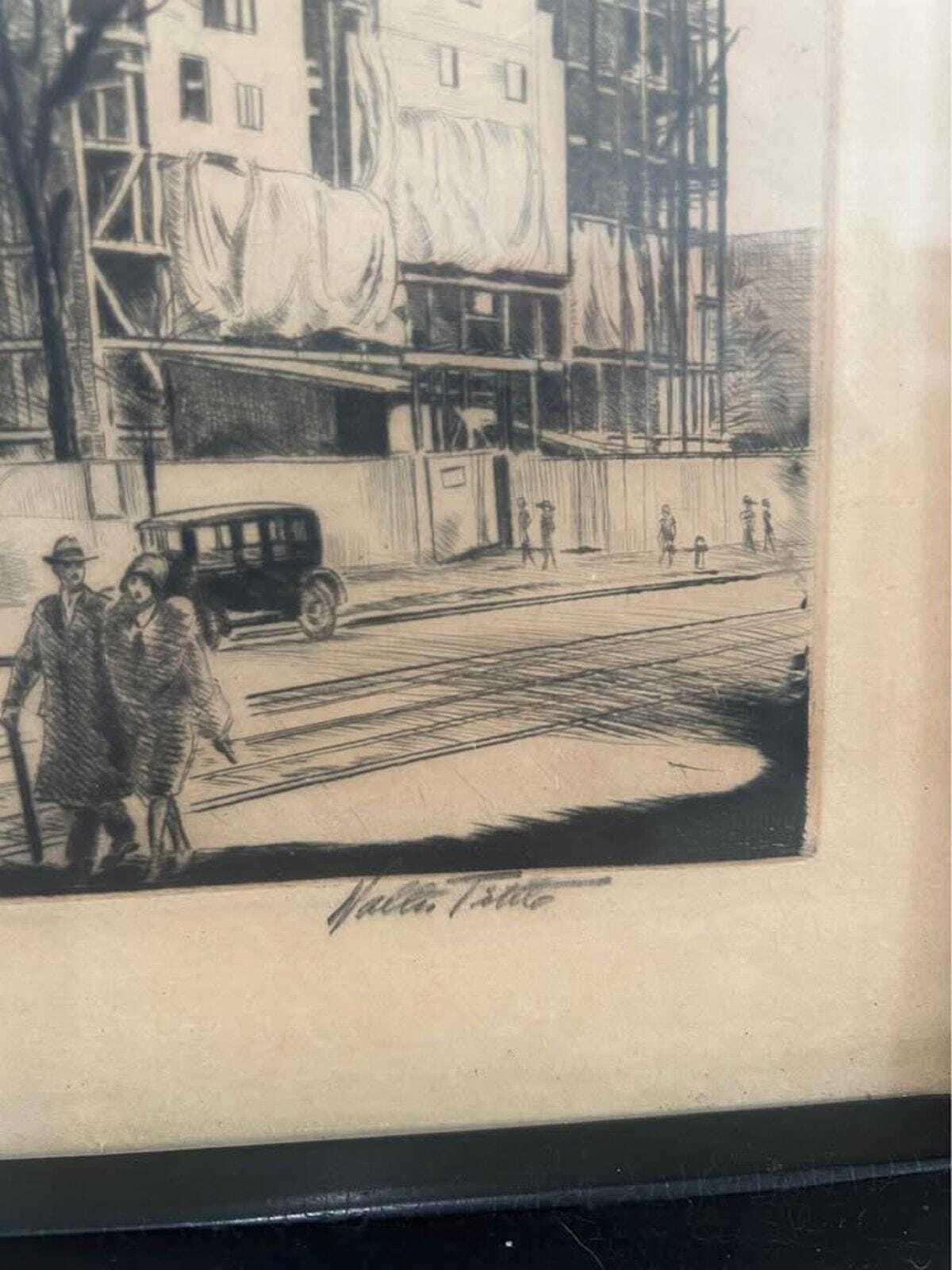 Walter Tittle Drypoint Etching: Cathedral of St. John the Divine NYC c. 1924 Signed Print