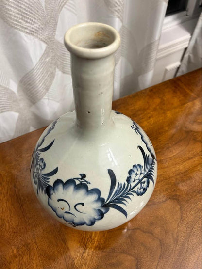 Antique 19th Century Japanese Provincial Sometsuke Blue & White Tokkuri Large Bottle Vase