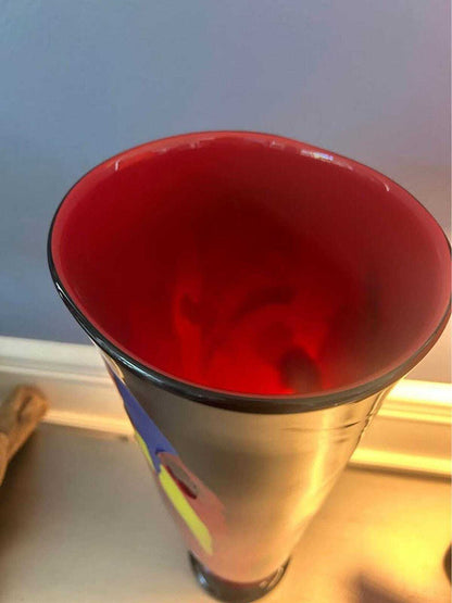 Vintage 2004 Dan and Joi LaChaussee Studio Art Glass Large Abstract Geometric Vase