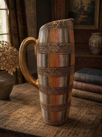 Vintage Aldo Londi for Bitossi Seta Pitcher Mid Century Modern Italian Gilt Ceramic Jug