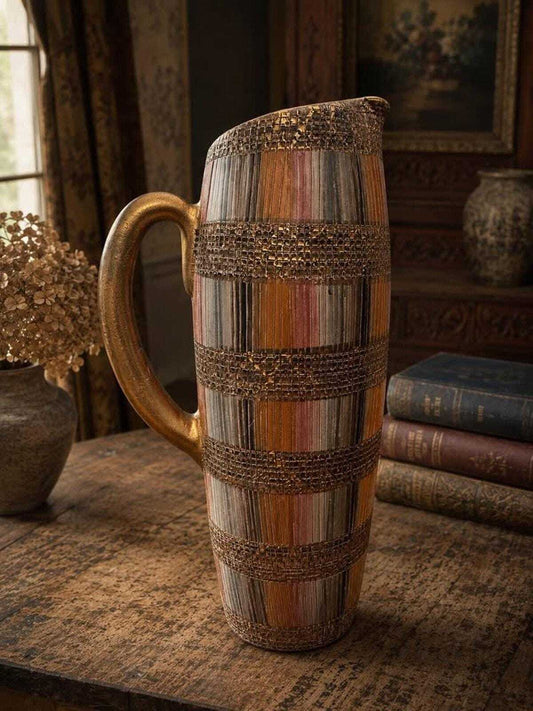 Vintage Aldo Londi for Bitossi Seta Pitcher Mid Century Modern Italian Gilt Ceramic Jug