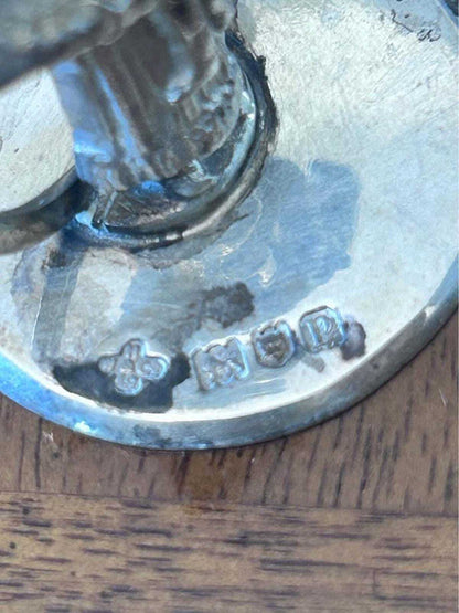 Antique Horace Woodward Sterling Silver Punch & Judy Menu Holders - Birmingham 1903