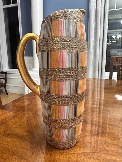 Vintage Aldo Londi for Bitossi Seta Pitcher Mid Century Modern Italian Gilt Ceramic Jug