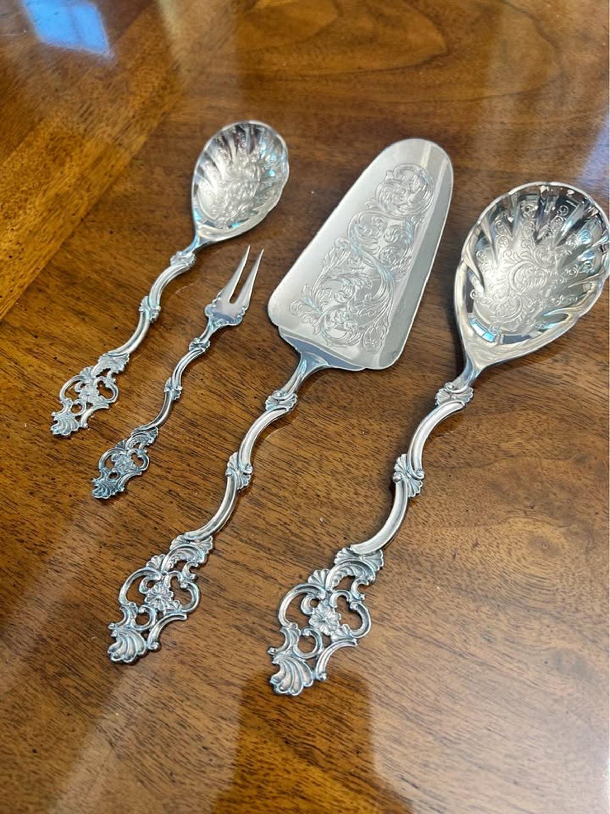 Vintage Thorvald Marthinsen Valdres 830S Silver 4-Piece Serving Set Norway