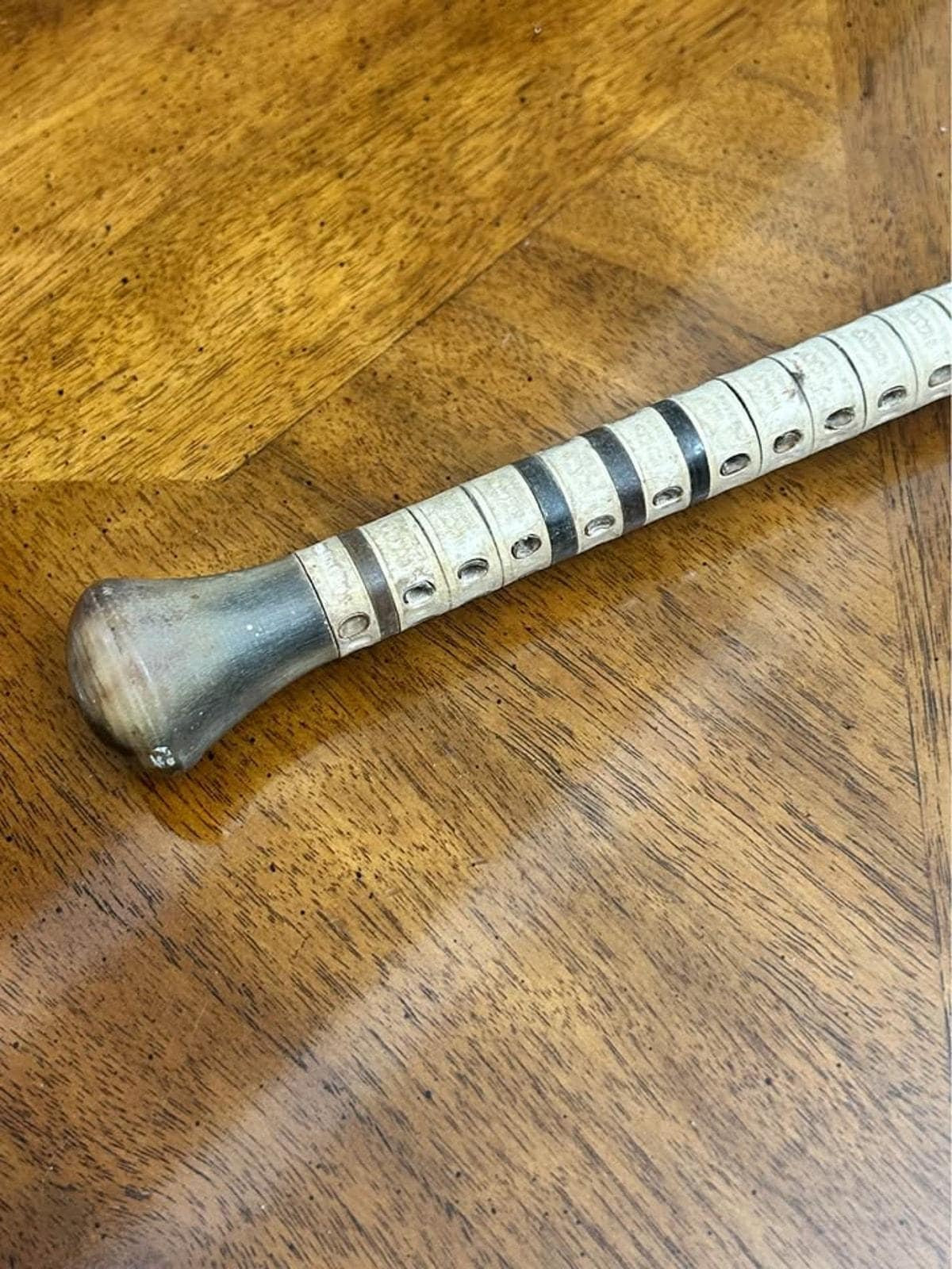 Antique 19th Century Maritime Shark Vertebrae Walking Cane with Horn Handle