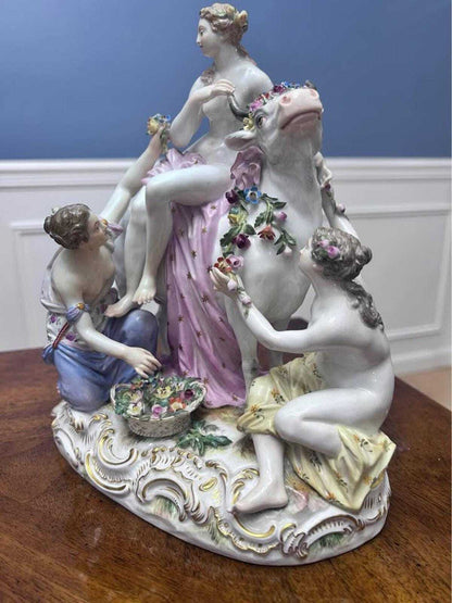 Antique Meissen Porcelain Europa and the Bull Figural Group 2697