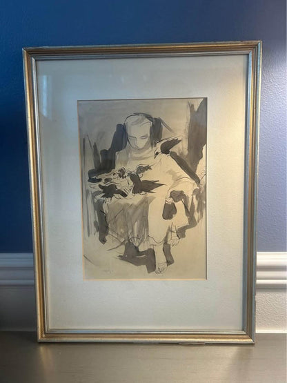 Joseph Capozio Original Ink Wash Drawing - Maxwell Galleries San Francisco 1965