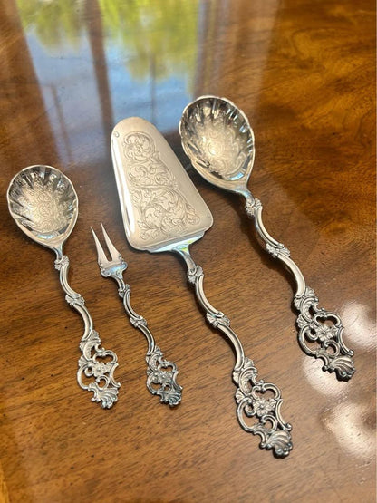 Vintage Thorvald Marthinsen Valdres 830S Silver 4-Piece Serving Set Norway