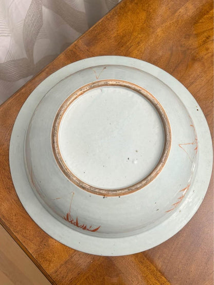 Antique 19th Century Chinese Export Famille Rose Porcelain Wash Basin 16 Inch