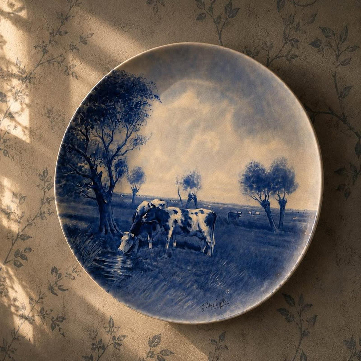 Antique Royal Delft De Porceleyne Fles Charger After Jan Vrolijk