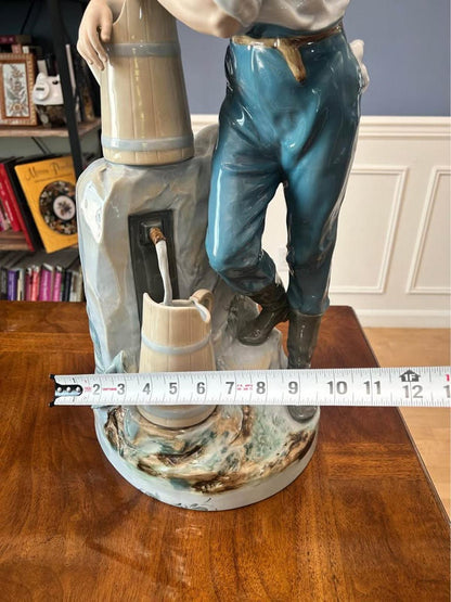 Large Vintage Royal Dux Bohemia Porcelain Boy at the Well Figurine Model 10563