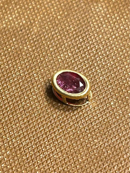 Vintage 18K Gold Oval Ruby Pendant