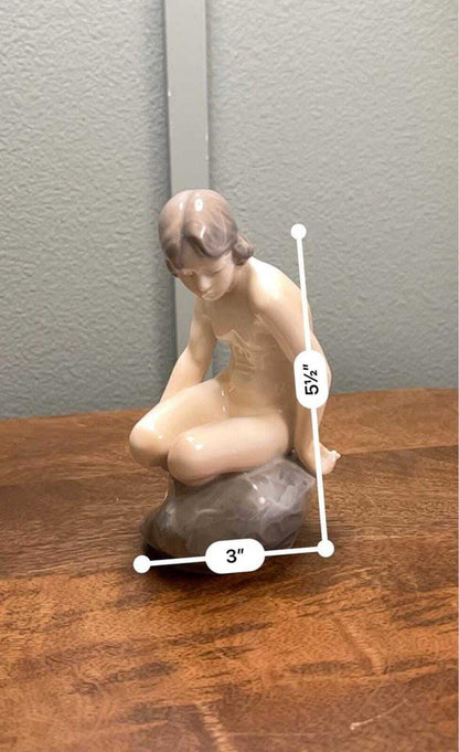 Royal Copenhagen "Seated Nude on Rock" Porcelain Figurine #4027
