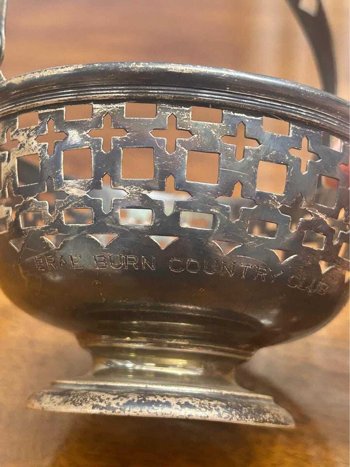Antique 1913 Smith Patterson Sterling Silver Brae Burn Golf Trophy Basket