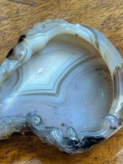 Antique Chinese Carved Banded Agate Brush Washer