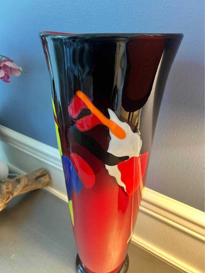 Vintage 2004 Dan and Joi LaChaussee Studio Art Glass Large Abstract Geometric Vase