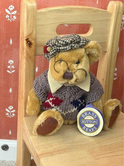Vintage Pickford Bears Sherwood Brass Button Teddy Bear, Fully Jointed, 10.5 Inch