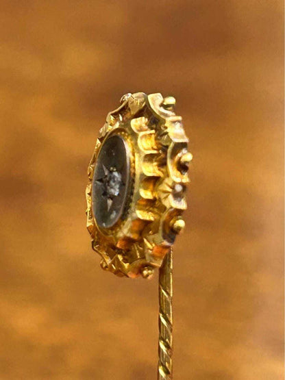 Antique Victorian 15ct Gold Diamond Stick Pin in Original Ainsworth & Sons Box