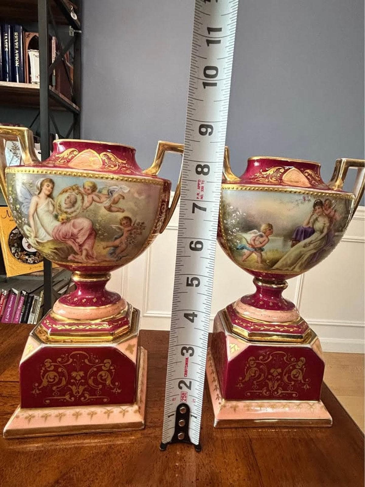 Antique Ackermann & Fritze Porcelain Urns Signed Heer Royal Vienna
