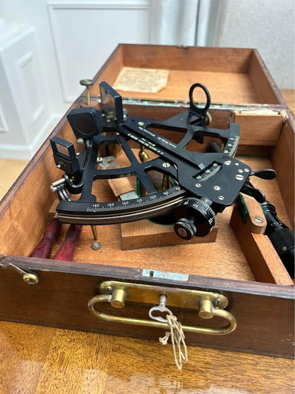 Vintage WW2 David White Co. U.S. Navy Mark II Sextant 1940 in Wood Box