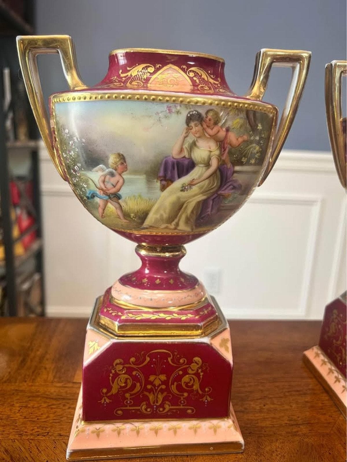 Antique Ackermann & Fritze Porcelain Urns Signed Heer Royal Vienna