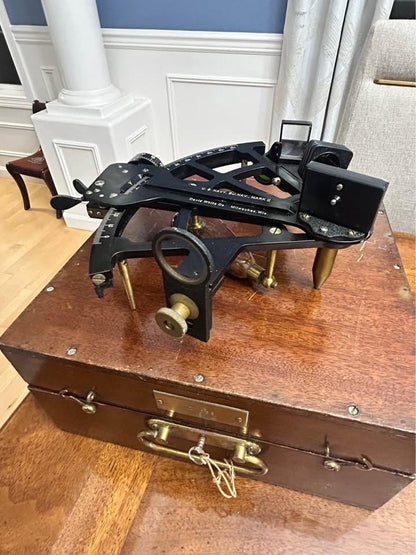 Vintage WW2 David White Co. U.S. Navy Mark II Sextant 1940 in Wood Box