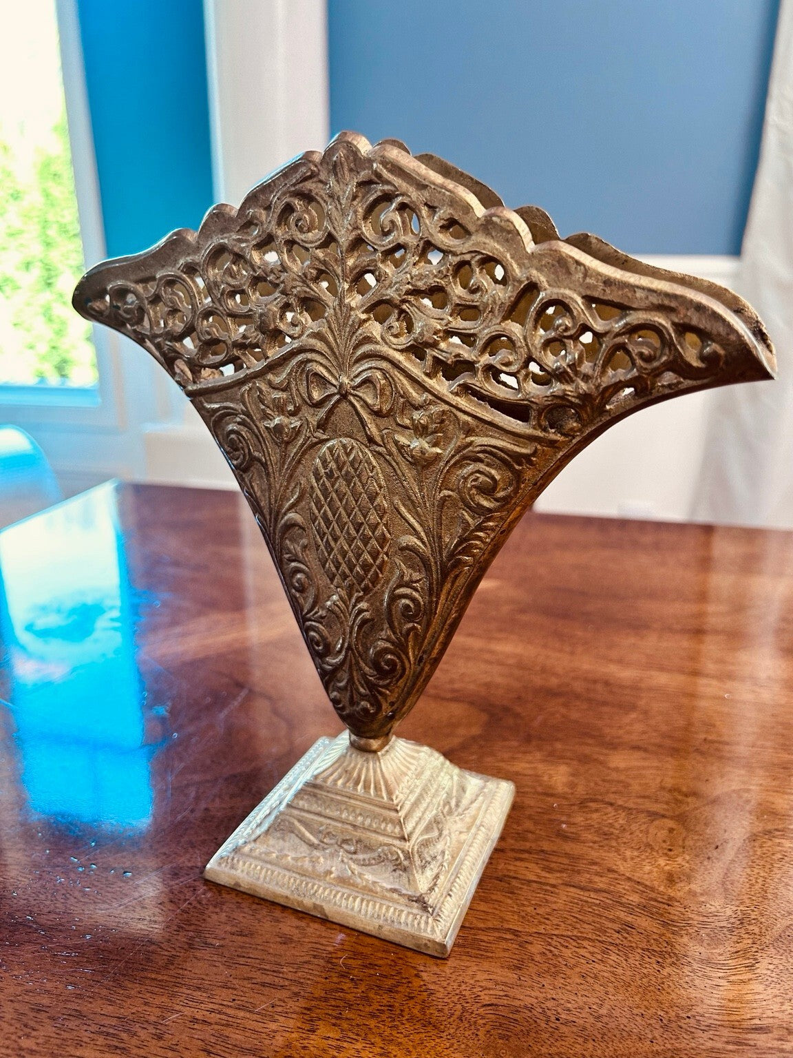 Victorian Revival Brass Fan Vase