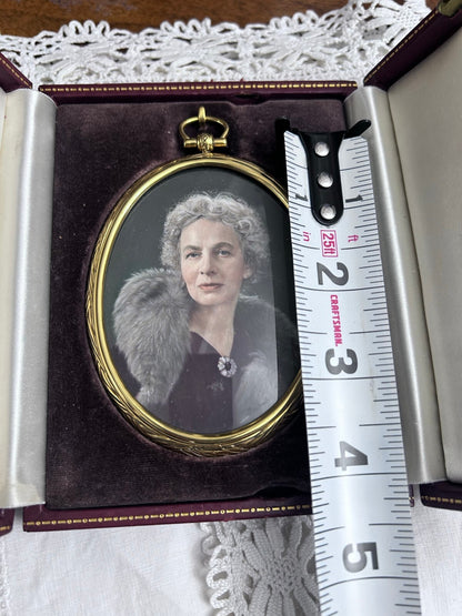 Vintage Oval Woman's Portrait in Red Bachrach Presentation Case