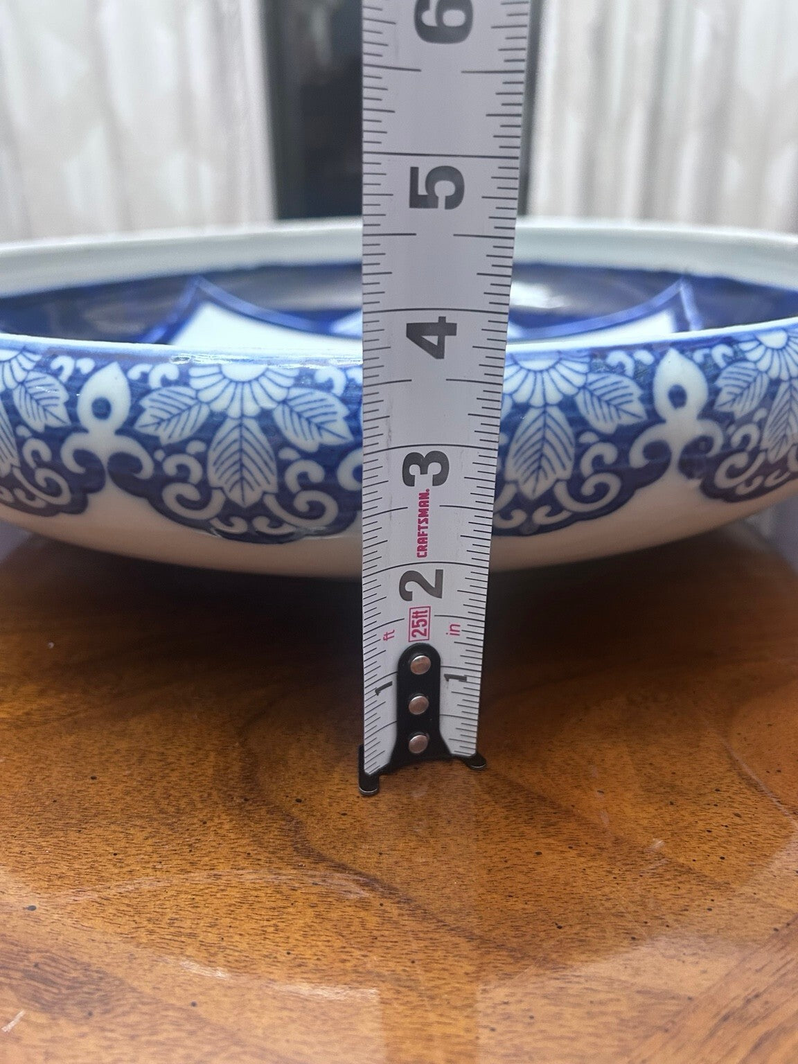 Antique Japanese Arita Blue and White Porcelain Bowl, Large 15 Inch Meiji Taisho Centerpiece
