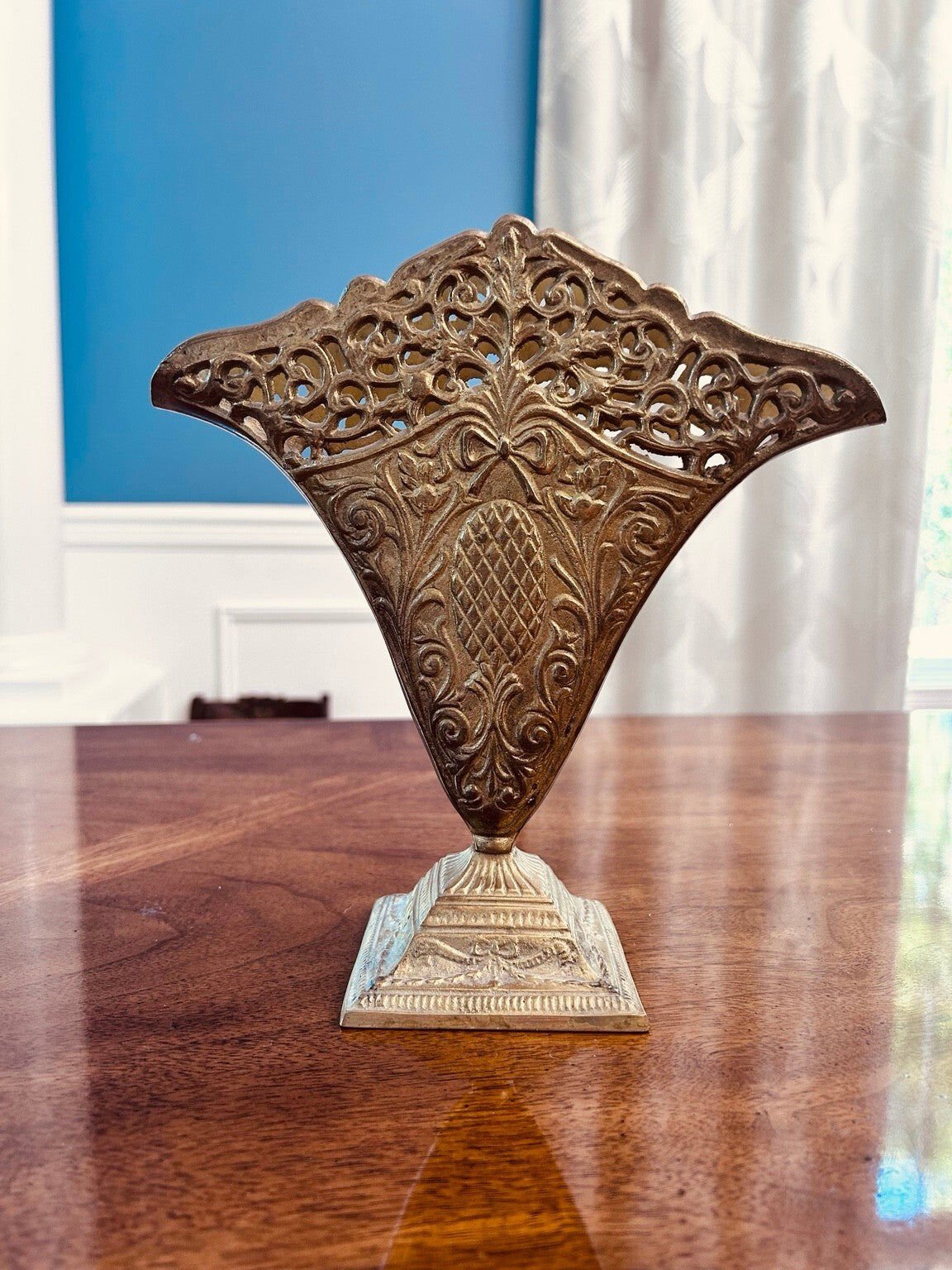 Victorian Revival Brass Fan Vase
