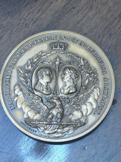 Vintage Monnaie de Paris Napoleon I & Marie Louise Bronze Medal, Stuckhart 1811 Design
