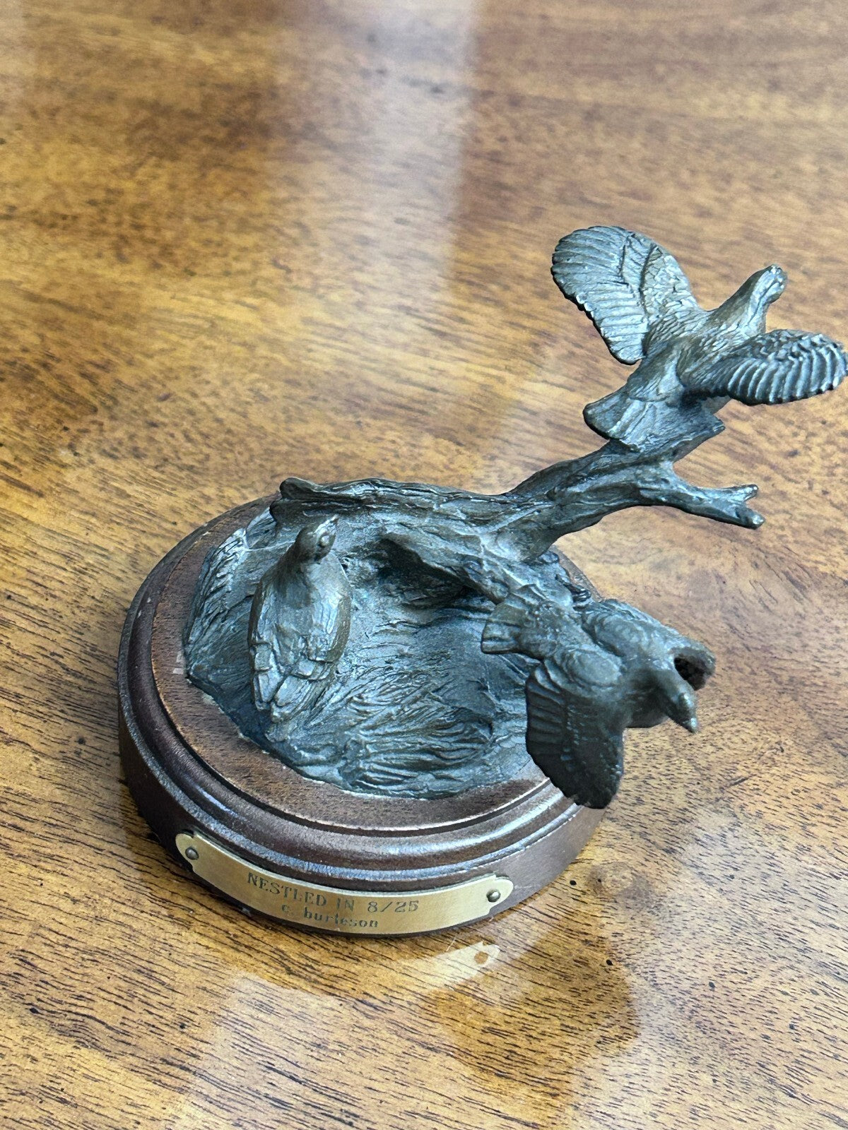 C. Burleson Nestled In Bird Bronze Sculpture, Signed Edition 8/25