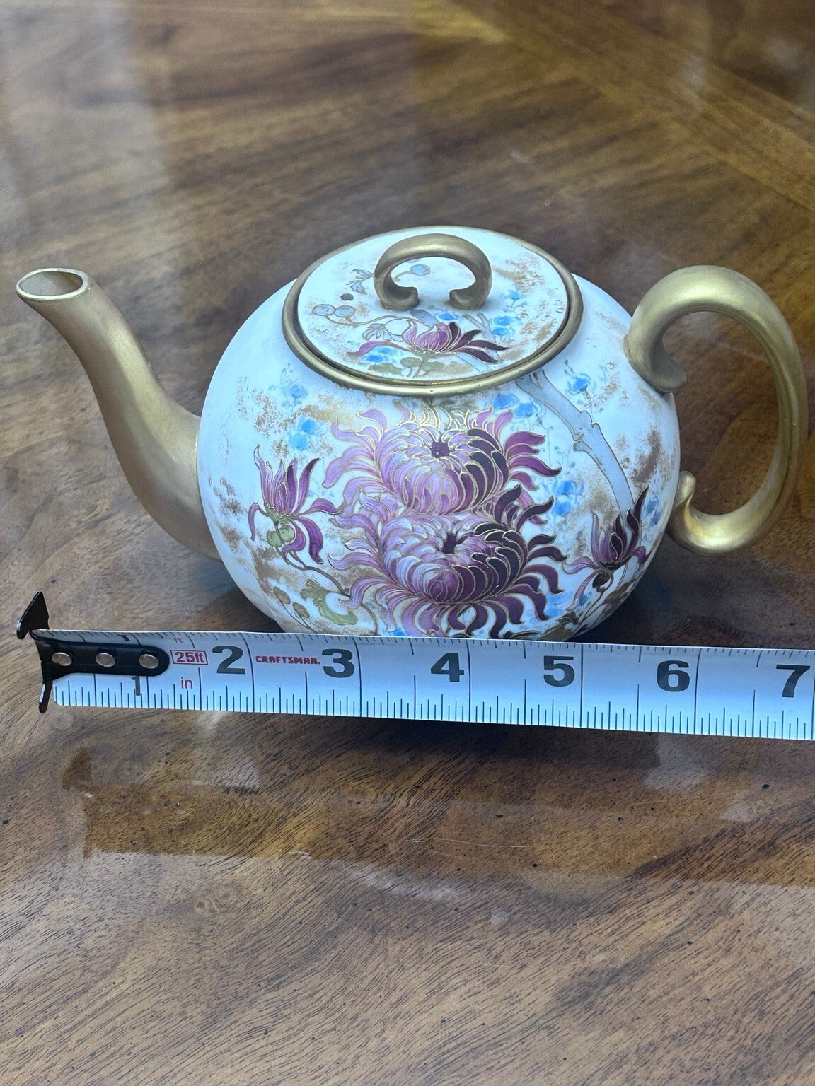 Antique Doulton Burslem C742 Floral Teapot, Victorian English Pottery, Circa 1886–1891