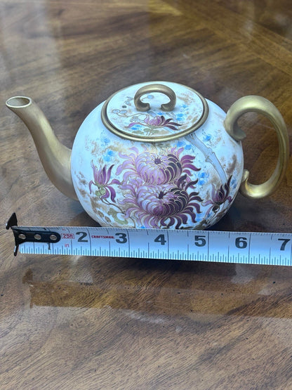 Antique Doulton Burslem C742 Floral Teapot, Victorian English Pottery, Circa 1886–1891