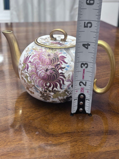 Antique Doulton Burslem C742 Floral Teapot, Victorian English Pottery, Circa 1886–1891