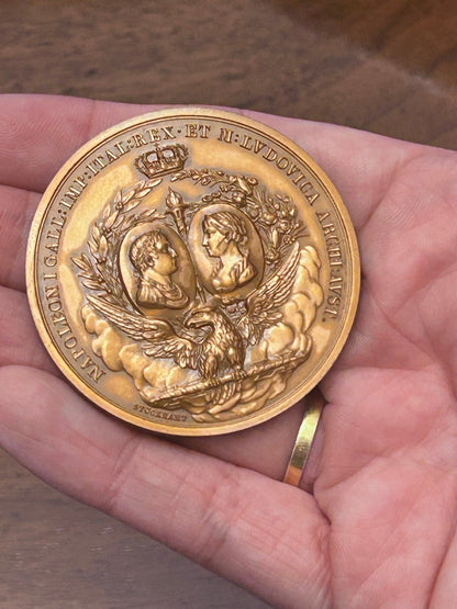 Vintage Monnaie de Paris Napoleon I & Marie Louise Bronze Medal, Stuckhart 1811 Design