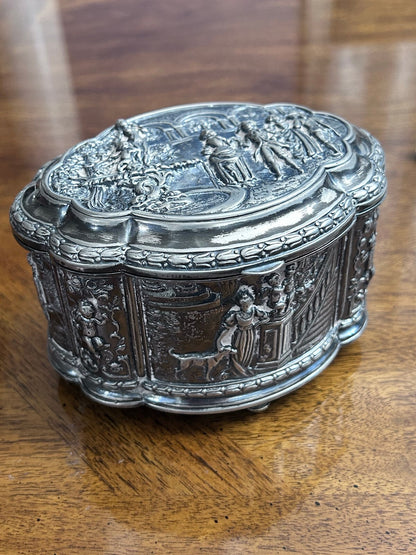 Antique Jennings Brothers JB 1350 Figural Jewelry Casket with Red Lining