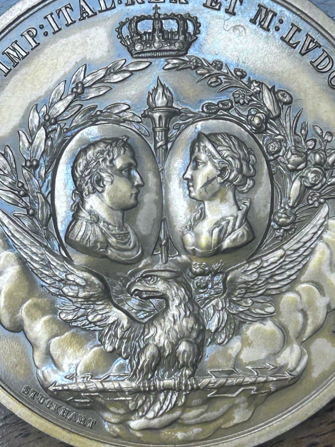 Vintage Monnaie de Paris Napoleon I & Marie Louise Bronze Medal, Stuckhart 1811 Design
