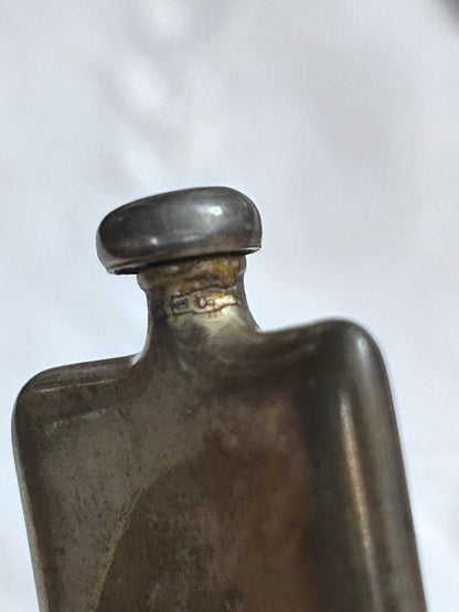 Sterling Silver Miniature Perfume Bottle with Green Guilloché Enamel