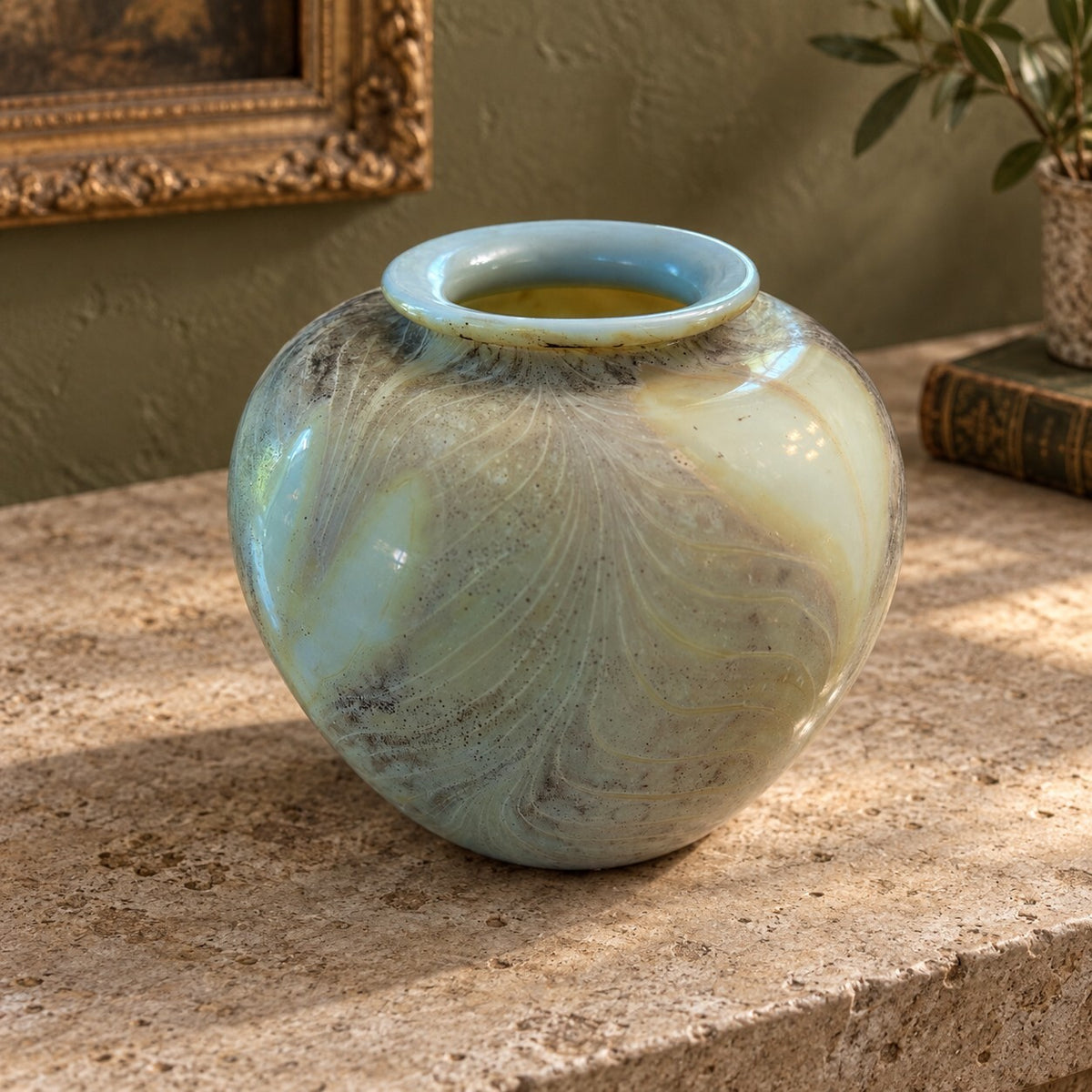 Randy Strong Iridescent Art Glass Vase, 1974
