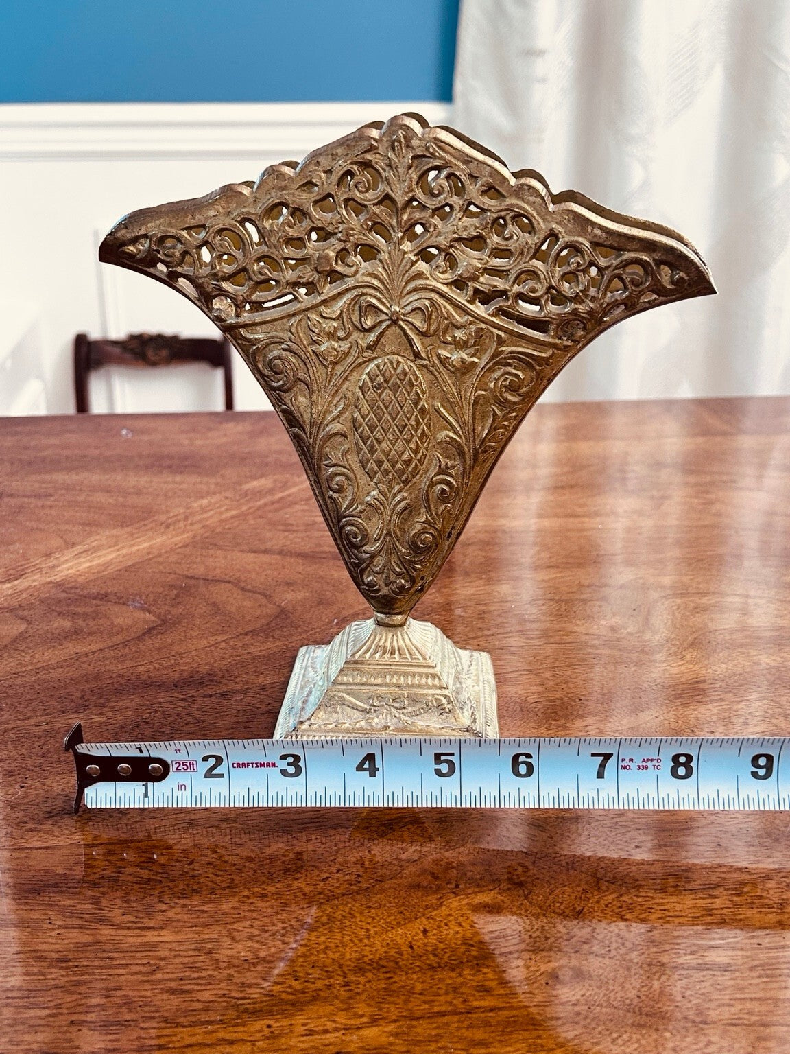 Victorian Revival Brass Fan Vase