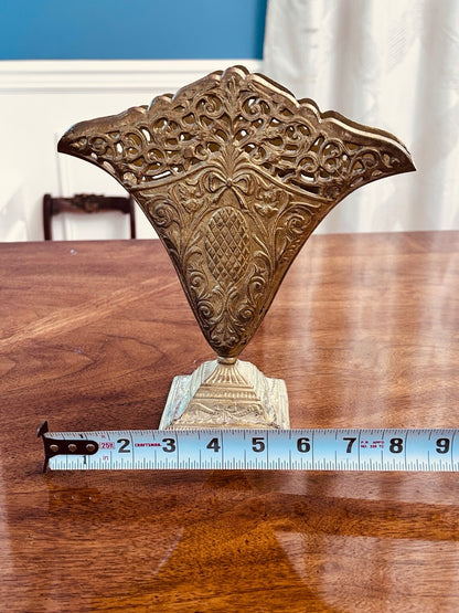 Victorian Revival Brass Fan Vase