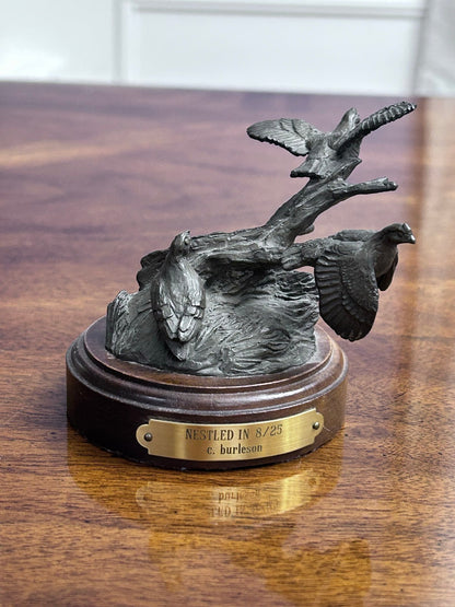 C. Burleson Nestled In Bird Bronze Sculpture, Signed Edition 8/25