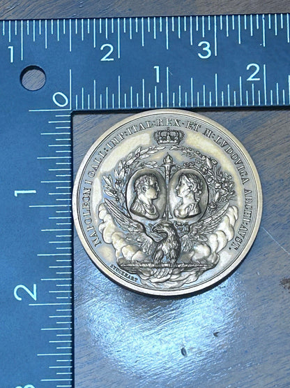 Vintage Monnaie de Paris Napoleon I & Marie Louise Bronze Medal, Stuckhart 1811 Design