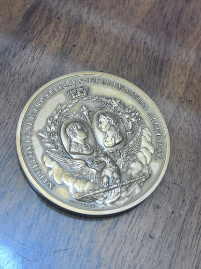 Vintage Monnaie de Paris Napoleon I & Marie Louise Bronze Medal, Stuckhart 1811 Design