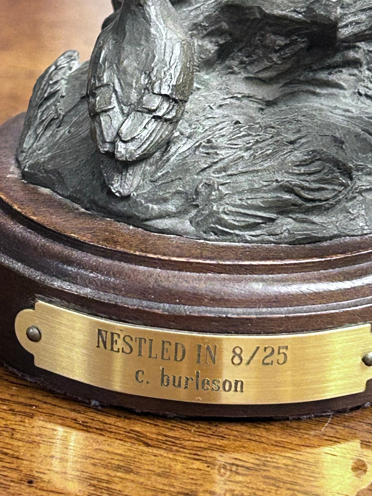 C. Burleson Nestled In Bird Bronze Sculpture, Signed Edition 8/25