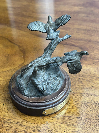 C. Burleson Nestled In Bird Bronze Sculpture, Signed Edition 8/25