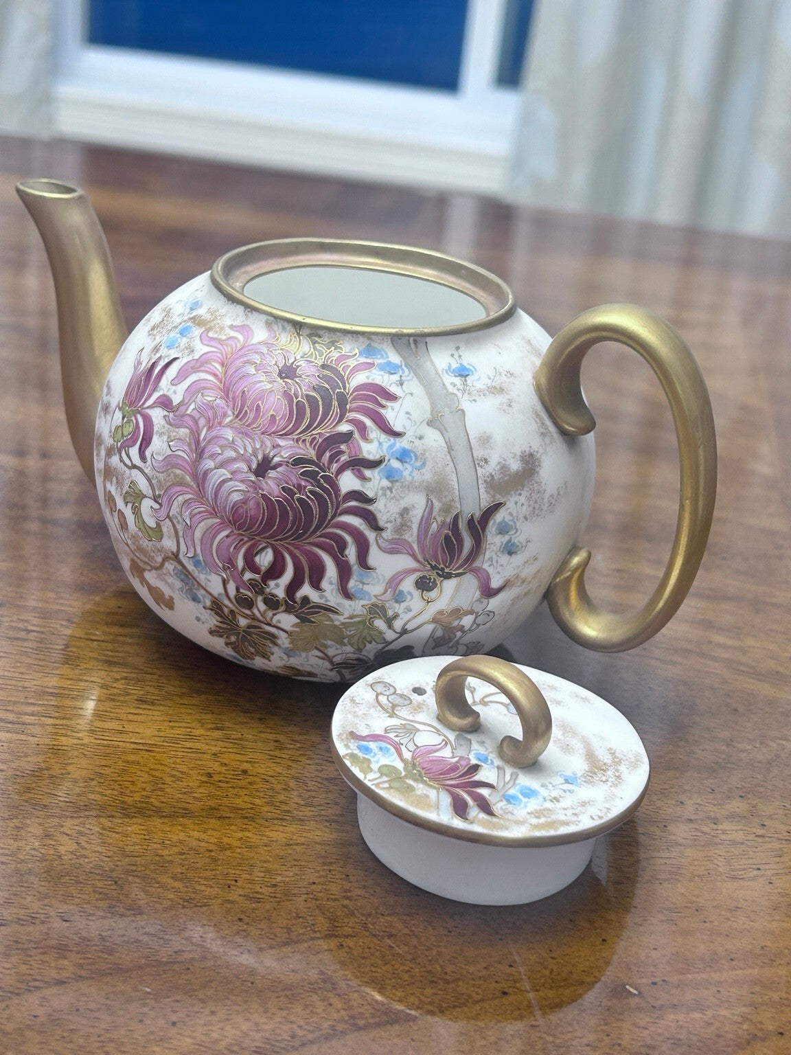 Antique Doulton Burslem C742 Floral Teapot, Victorian English Pottery, Circa 1886–1891