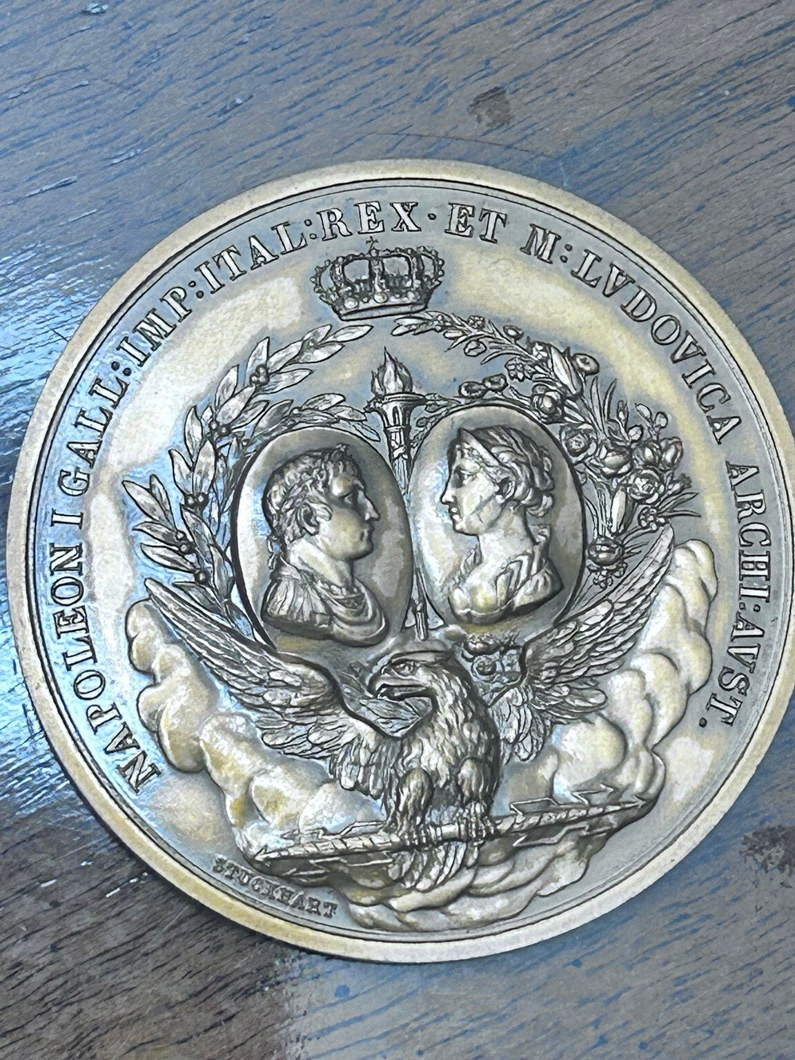 Vintage Monnaie de Paris Napoleon I & Marie Louise Bronze Medal, Stuckhart 1811 Design